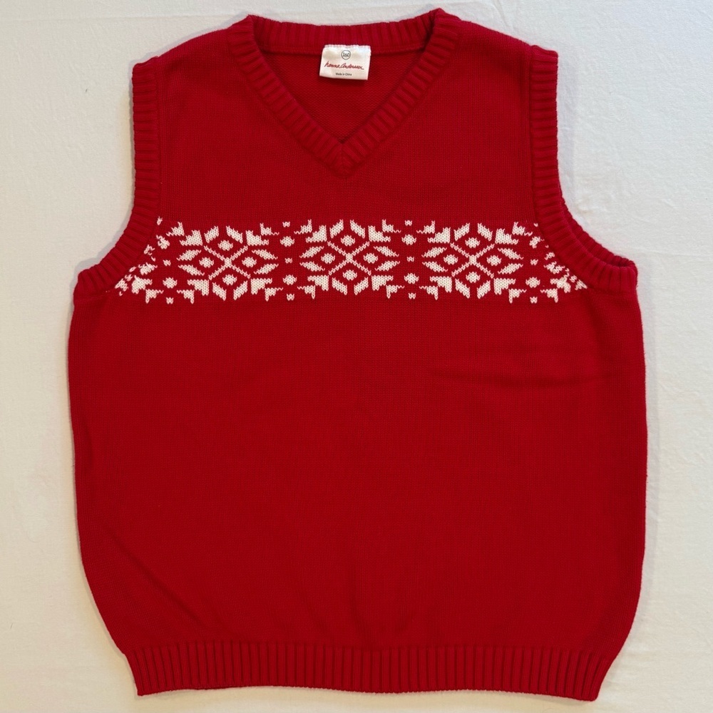Hanna Andersson Sweater Vest Boys 14 160 cm Snowflakes Cotton Winter Christmas
